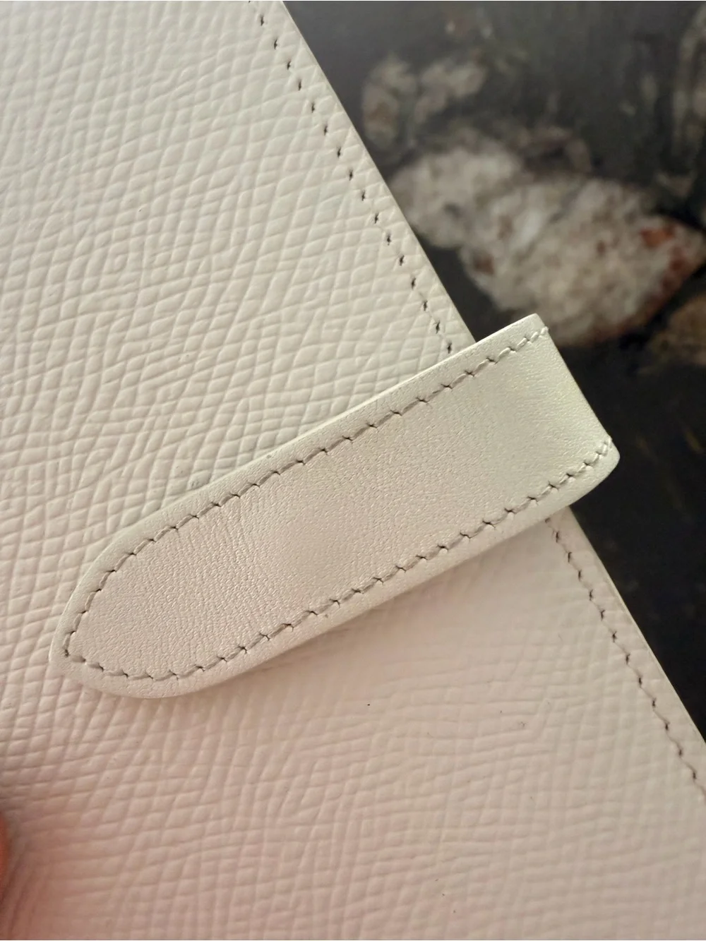 Celine Cream Textured Leather Snap Wallet